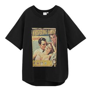 MOUSSY 春季新品美式复古海报印花休闲短袖T恤028HSA90-0671