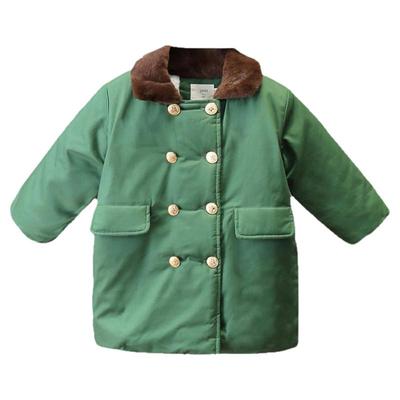 复古网红男童军大衣加绒加厚外套