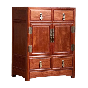 缅甸花梨实木茶水架圆角柜茶道茶具收纳茶边柜紫砂茶器玄关柜红木