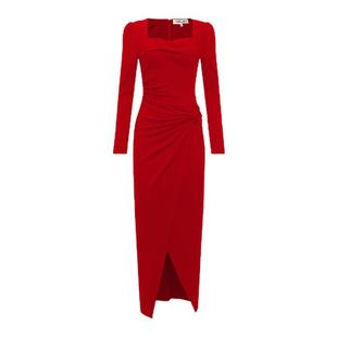 [博主同款]DVF红裙方领宴会礼服年会中长连衣裙MR64E00