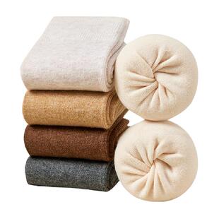 猫人袜子女款秋冬季保暖羊毛中筒袜月子长款纯色百搭冬天地板袜女