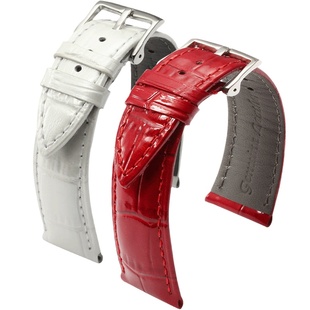 蒂菲曼代用手表带女款真皮天梭浪琴CK卡西欧dw白红色牛皮表带女士