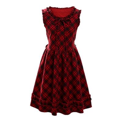 森女部落学院风复古连衣裙女2025新款秋冬百搭宽松甜美格子背心裙