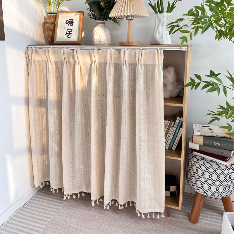 柜子遮挡帘无门书柜橱柜衣柜防尘帘储物柜杂物置物架书架遮丑拉帘