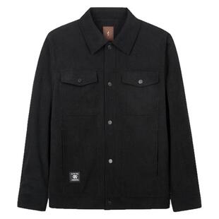 才子男装灯芯绒翻领夹克男士2025秋季新款多口袋黑色休闲工装外套