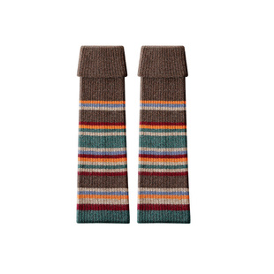 羊毛袜套女秋冬保暖针织堆堆袜子复古条纹y2k长筒小腿套护腿袜套