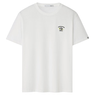 HLA海澜之家panda wowo熊猫白色短袖T恤26夏季新款吸湿排汗上衣男