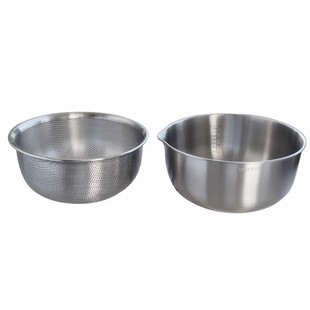 VE 18-10不锈钢洗米菜漏盆套装加厚沥水篮家用厨房和面打蛋盆汤盆