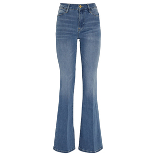 代购 Frame Denim牛仔裤女微喇叭高腰修身显瘦腿长弹力王子文同款
