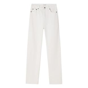 秋冬加绒窄版直筒裤高腰显瘦白色牛仔裤高个子加长版长裤女显腿直