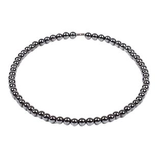 天然黑胆石磁性8mm圆珠项链 磁疗保健磁石珠子串珠项圈颈饰男女款