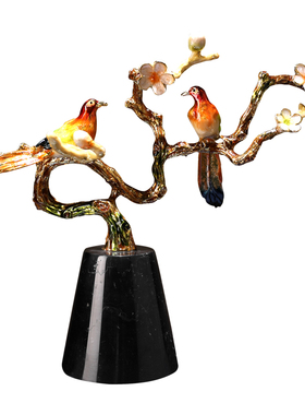 新中式珐琅彩金属摆件客厅书房隔断玄关装饰喜上眉梢乔迁新居礼品