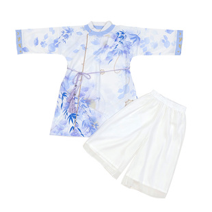 元旦节演出服加绒汉服男童宋制长袍秋冬季加厚儿童唐装幼儿园表演