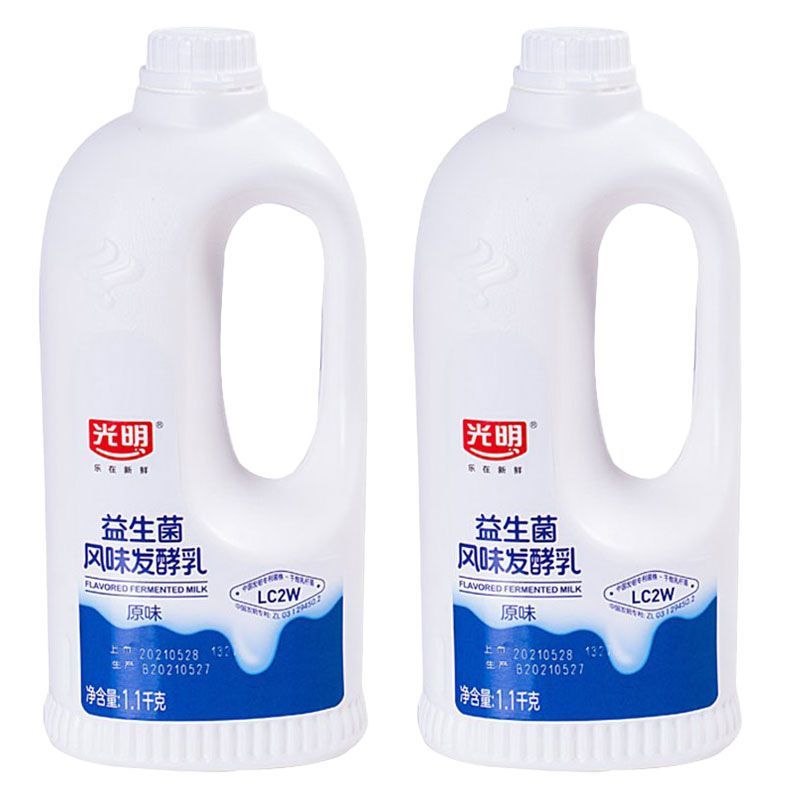 光明原味大桶酸奶1.1kg桶装益生菌风味发酵酸奶大桶家庭装早餐奶