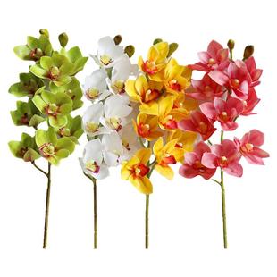 仿真花蕙兰假花绢花摆件 家居客厅装饰花艺茶几餐桌摆设 单支花束