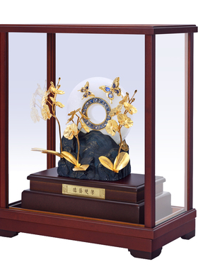 退休纪念品金玉满堂金箔画玉石摆件同事长辈礼物寿礼老人祝寿礼品