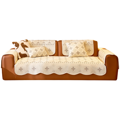 四季通用奶油风沙发垫防滑可机洗