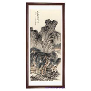 国画装饰挂轴古画真迹宣纸微喷复制品张大千仿王蒙春山读书图挂轴