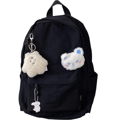 森系黑色韩版学生双肩包