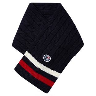 eland kids衣恋童装男童围巾冬季复古学院风徽章刺绣撞色条纹围脖