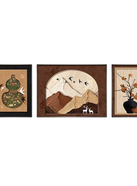 中古风软装｜柿柿如意三联壁画
