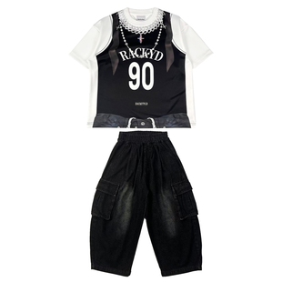 迪克家hiphop街舞儿童演出服美式炸街嘻哈风童装潮牌街舞女孩套装