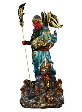 站龙提刀关公关羽关二爷忠义武财神关圣帝君立刀拖宝招财神像摆件