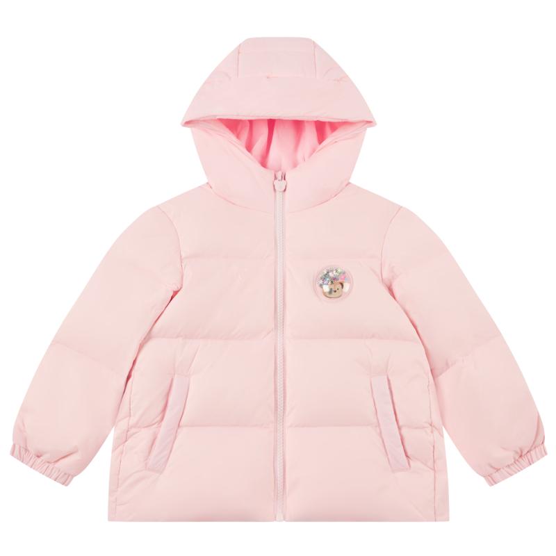 乔丹童装女童羽绒服2025冬新款小童连帽梭织外套加厚保暖儿童可爱