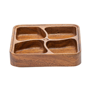 清山胡同胡桃木整木茶点盘零食盘创意分格家用中式点心盘干果托盘