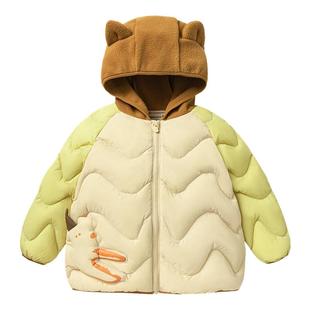 迷你巴拉巴拉女童轻薄羽绒服儿童三防萌趣造型2025冬连帽保暖外套