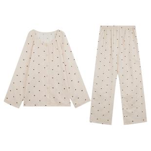 ALIN大码家居胖妹妹小熊韩版睡衣女纯棉长袖春秋200斤家居服套装