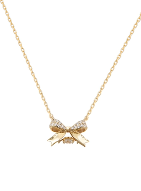 阿吉豆AJIDOU925银气质女款项链锁骨链蝴蝶结配饰首饰时尚潮流