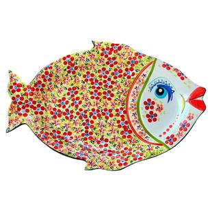 鱼形盘子碗家用2025新款创意手绘陶瓷超大号水果盘装饰摆盘高颜值