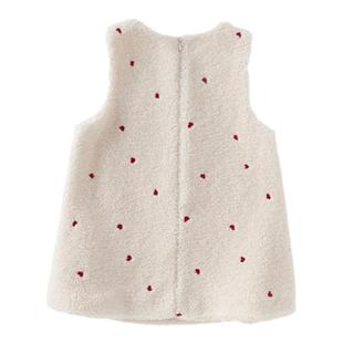 戴维贝拉儿童毛绒背心裙冬装圣诞连衣裙女童保暖红色新年裙子童装