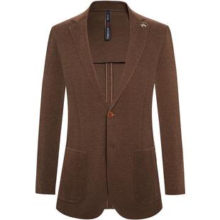 【针织休闲单西】秋季休闲西装男 橘咖色针织西服外套儒雅时尚