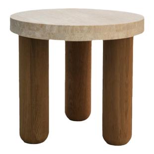HITCHCOCK Side Table小边桌几简约大理石中古洞石圆形茶几咖啡桌