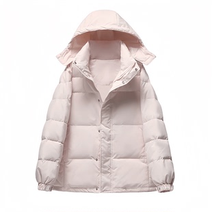 超好看奶呼呼短款连帽羽绒服女2025冬季新款小个子白鸭绒保暖外套