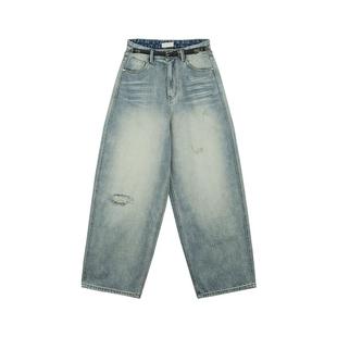 REVAN芮范设计师款复古做旧泛黄牛仔长裤RM71302073