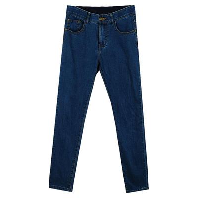 男生高街痞帅深蓝水洗修身牛仔裤