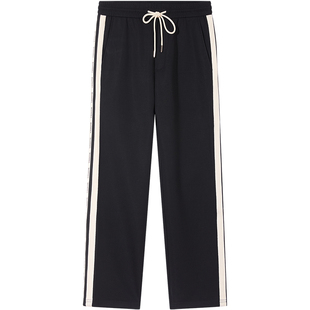 BM男士高端休闲裤2025新款字母条纹裤子男运动卫裤男款直筒秋冬季