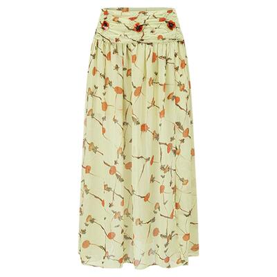 SHROENRO法式碎花抽褶半身裙