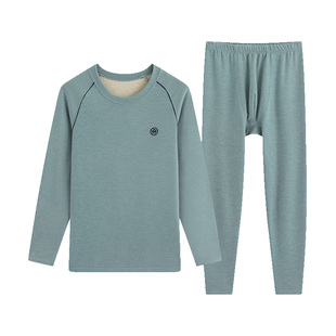 羊绒蚕丝青少年保暖内衣德绒男士秋衣秋裤套装打底秋冬季线衣线裤