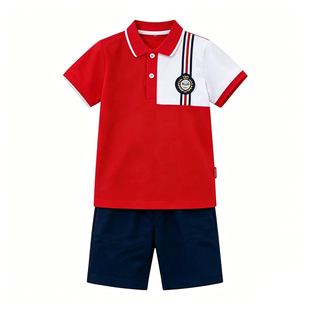 幼儿园夏季新款男女童校班服小学生英伦运动套装两件纯棉韩版活力