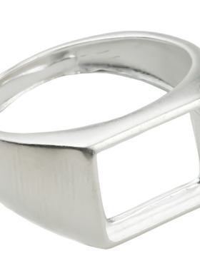 方形磨砂925纯银戒指琥珀蜜蜡