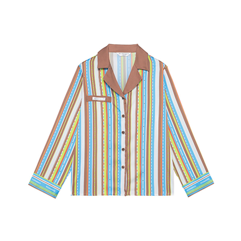汝曼司男女冰丝复古条纹家居服