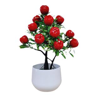 仿真辣椒树超市假花仿真水果摆件桃子苹果树盆栽客厅新年装饰假花