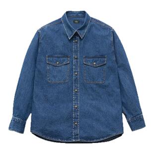 【现货】the barnnet八奶牛仔衬衫女韩版休闲宽松fever长袖上衣