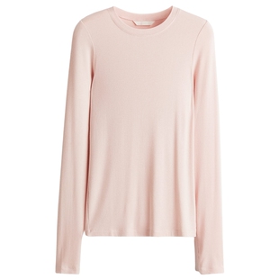 HM女装T恤春季时尚休闲圆领长袖打底衫内搭上衣1311988