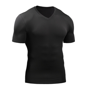 健身服男夏运动训练服吸湿排汗速干透气弹力紧身衣V领上衣短袖T恤