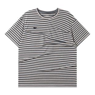 CryingCenter 海洋蓝条纹捏褶短袖tee 哭喊中心